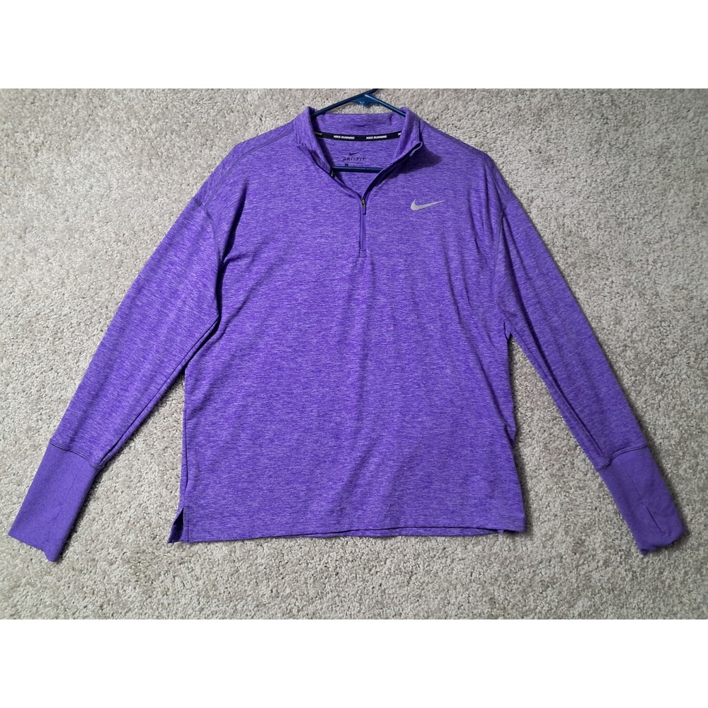 Nike Pullover Womens Large Purple Dri-FIT Running 1/2 Zip Thumbhole Heathered